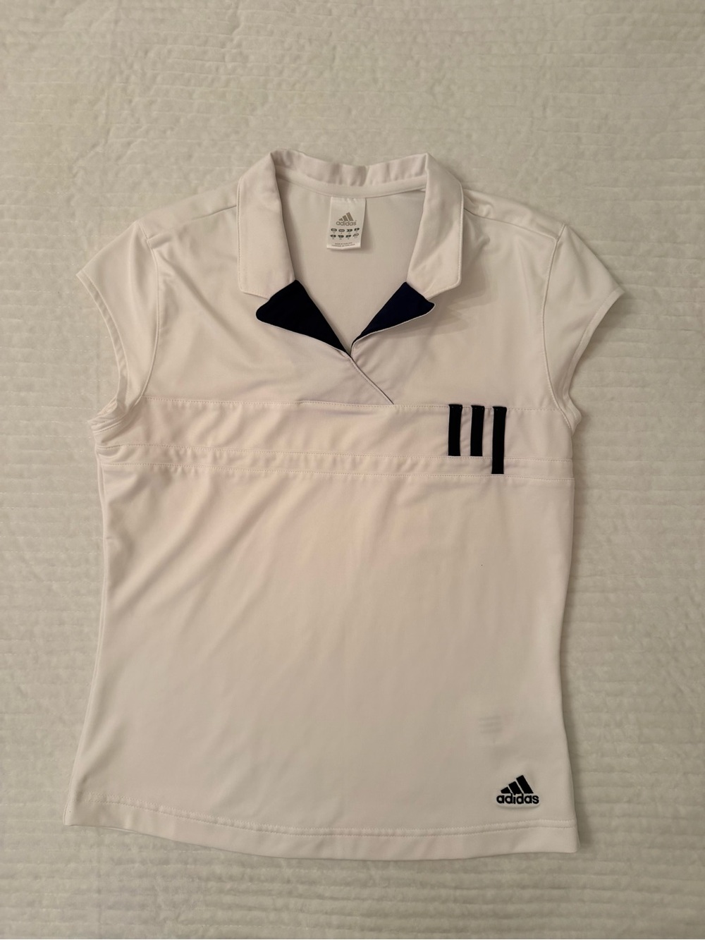 adidas Women's White Polo Top with Black Trim